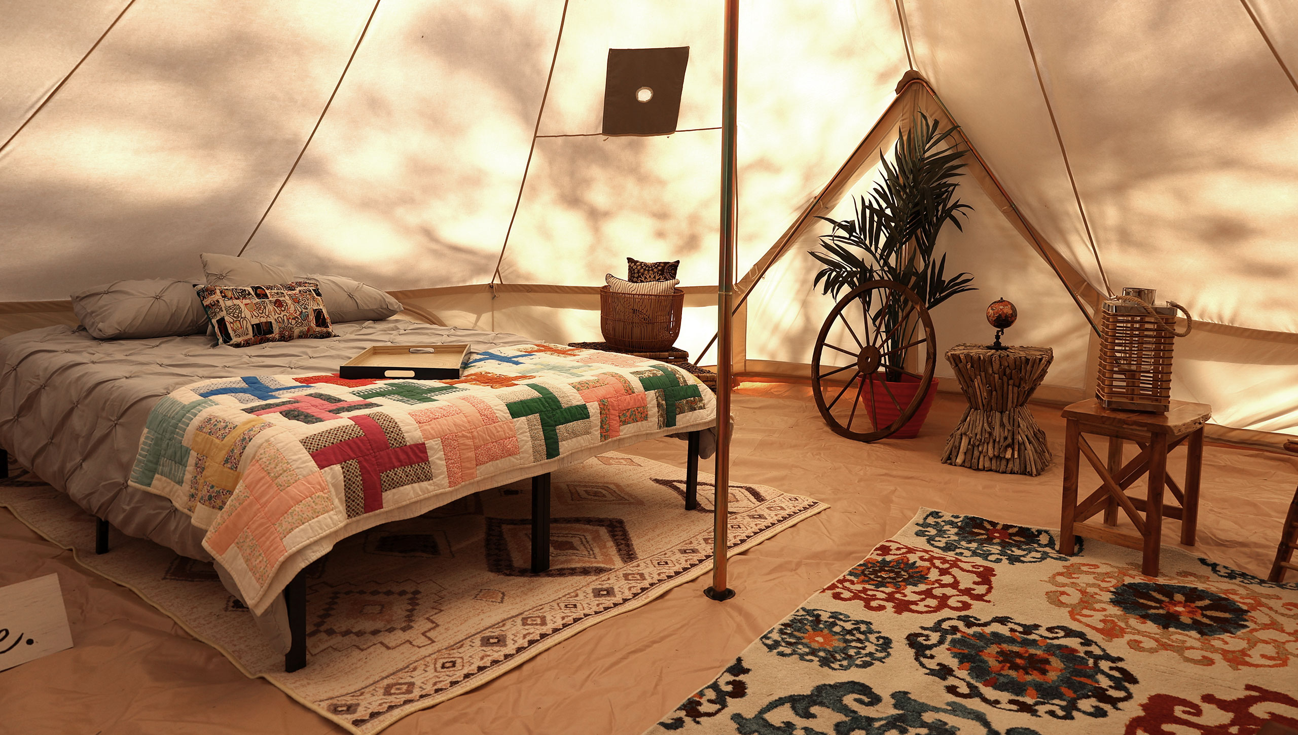 Inside a tent at the Graham Farm and Nature Center.